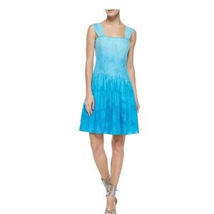 Diane Von Furstenberg Lesly Sky Pleated Ombré Chiffon Fit Flare Dress